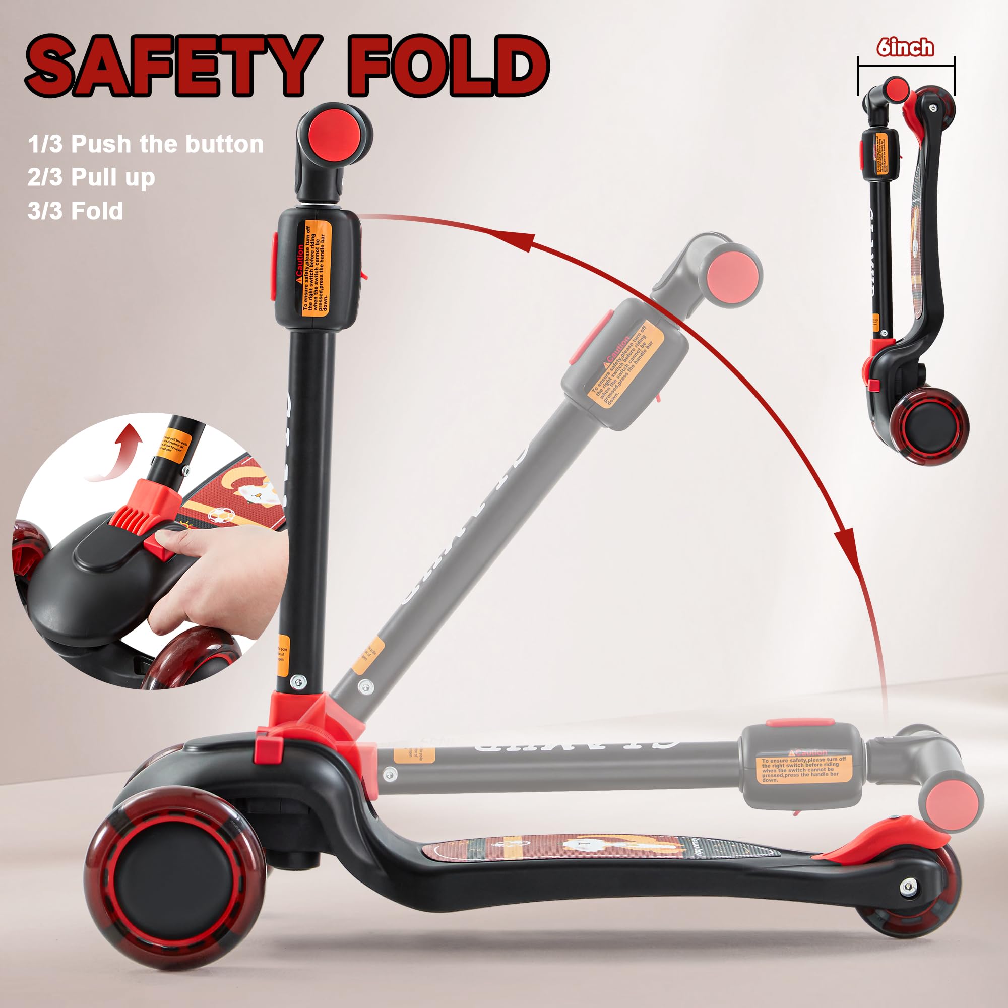 Kick Scooter Adjustable Height Adjustable Handlebar，Kids Scooter 3 Wheel with LED Lights，Suitable Kids Ages 2，Ages 6，Ages 8，Extra Wide Deck for Boys and Girls