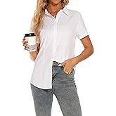 GUANYY Womens Classic-Fit Dress Shirts Short Sleeve Button Down Shirt Casual Work Office Business Wrinkle-Free Blouse