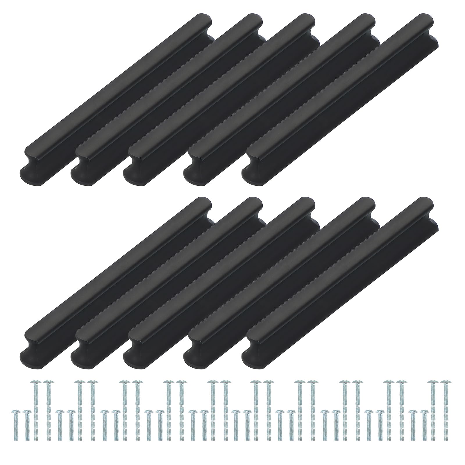 PATIKIL Door Handles 3.78 Inch (96mm) Hole Center, 10 Pack Brushed Pulls Kitchen Drawer Hardware for Cupboard Drawer Pulls, Black