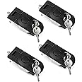QWORK Large Lever Hand Operated Compression Latch, 4 Pack Keyed Alike 13/16" Adjustable Lever Flush Mount Trigger Latch Key Locking for Cockpit Floor Door Cabinet, Black Powder Coated MS609-1