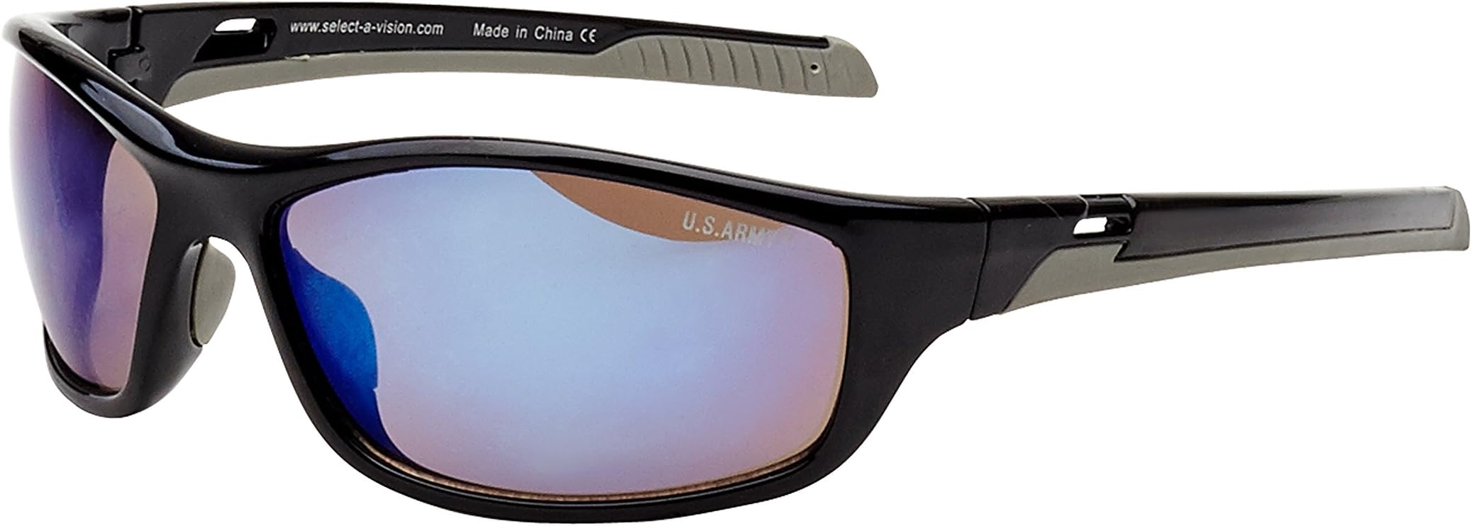 US Army Sunglasses Men's Oval Wrap Around Sunglasses, 100% UVA/UVB, Blue Revo