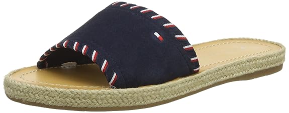 Tommy Hilfiger Damen Interlace Suede Flat Sandal Plateausandalen