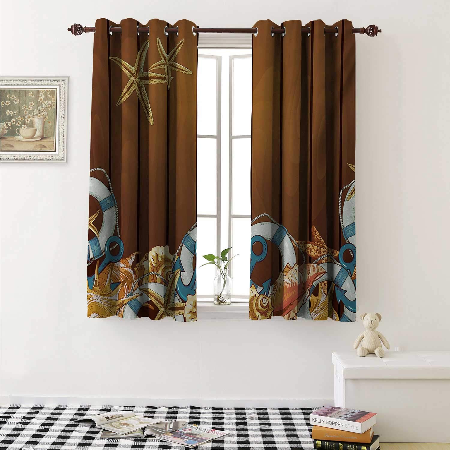 Amazon Com Shenglv Seashells Blackout Draperies For Bedroom