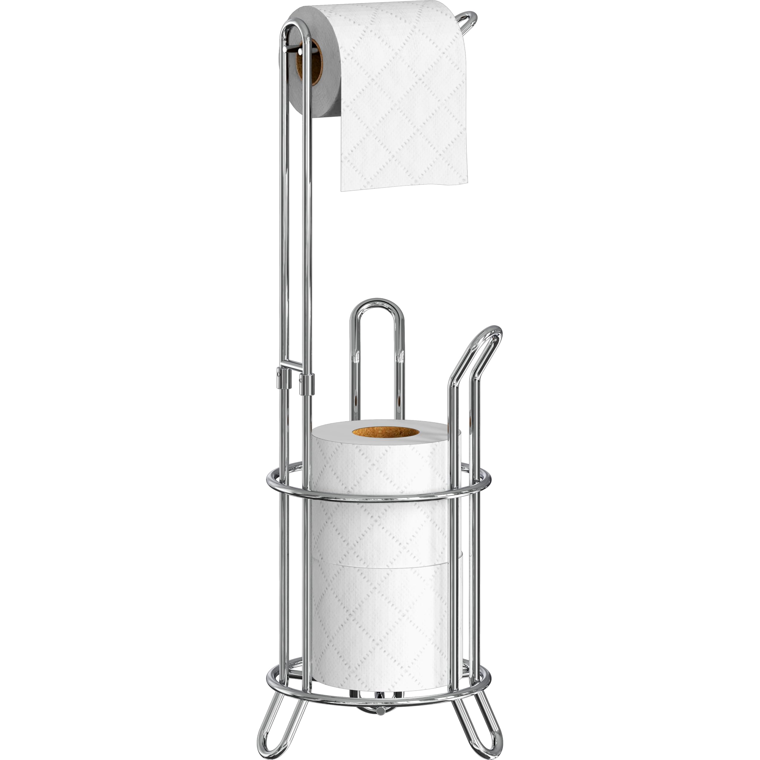 Simple Houseware Bathroom Toilet Tissue Paper Roll Storage Holder Stand, Chrome Finish