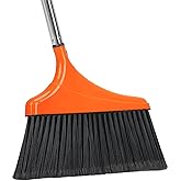 Heavy-Duty Angle Broom for Floor Cleaning with 52" Long Handle Stiff Bristle Angle Commercial and Industrial Broom, Indoor Outdoor Broom for Garage Kitchen Office Lobby Patio