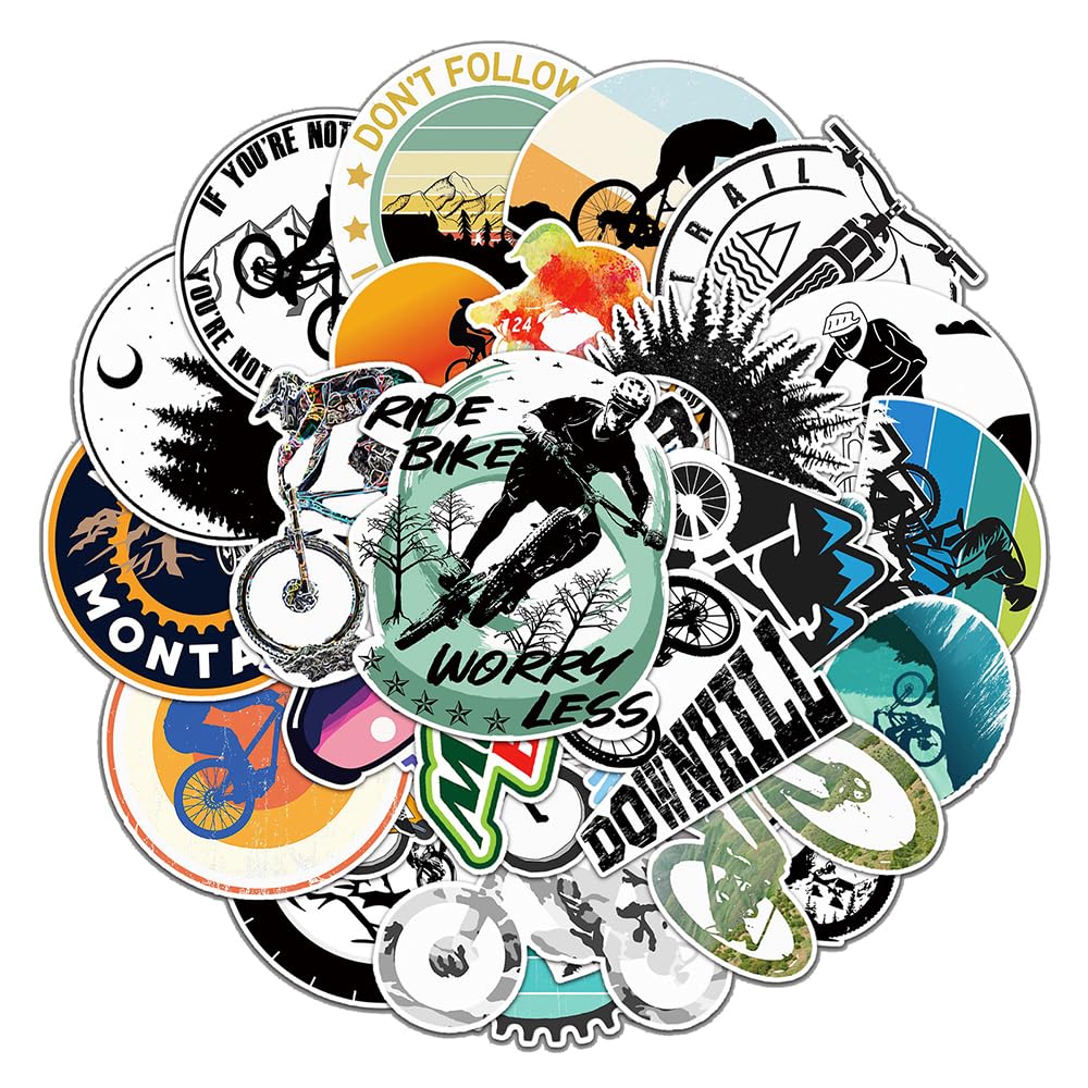 Trendy Cycling Vinyl Stickers, 50 PCS Waterproof Sports Decals for Laptops, Scrapbooking, Journals, Notebooks, Water Bottles, Suitcases, Phones & DIY Decor