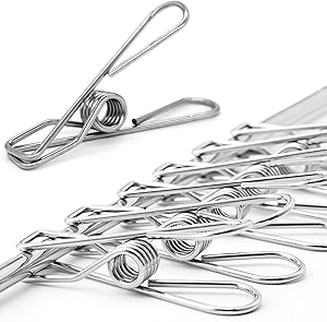 AITRAI Clothespins Stainless Steel 80 Pack 2.4 Inch Wire Clothes Pins Laundry Clips for Outdoor Clothesline Home Kitchen Travel Office Decor Food Bag, Silver