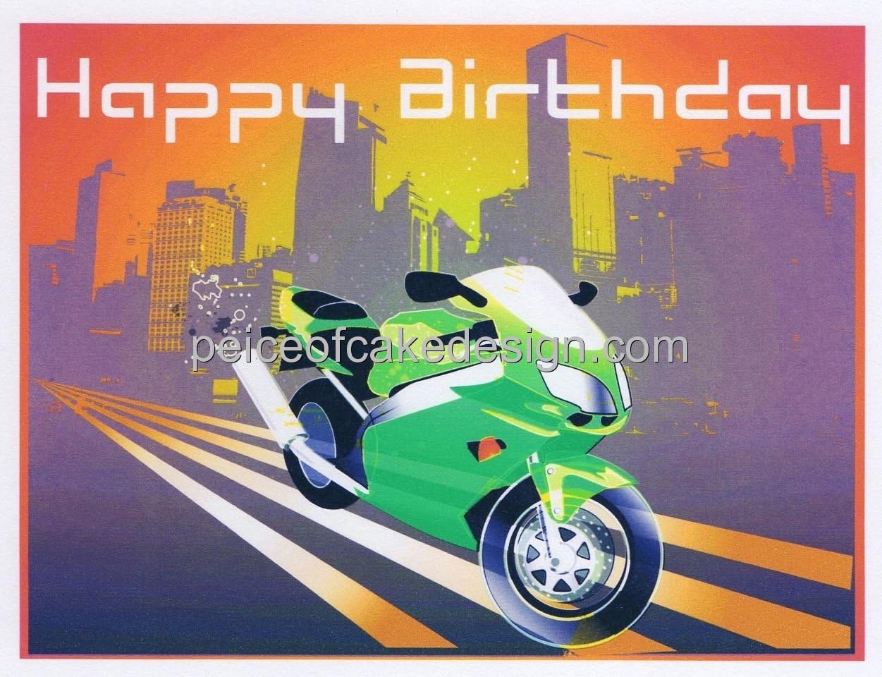 Amazon Com Happy Birthday Motorcycle Edible Cake Topper