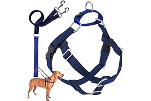 2 Hounds Design Freedom No Pull Dog Harness | Comfortable Control for Easy Walking |Adjustable Dog Harness and Leash Set | Small, Medium & Large Dogs | Made in USA | Solid Colors | 1" MD Navy