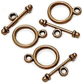 Heather's cf Toggle Jewelry Clasps – Durable Quality, Antique Plain Copper Finish Toggle Clasps & Closures for Necklace, Bracelet & Charms – Ideal for DIY, & Jewelry Making – Small (Set of 130)