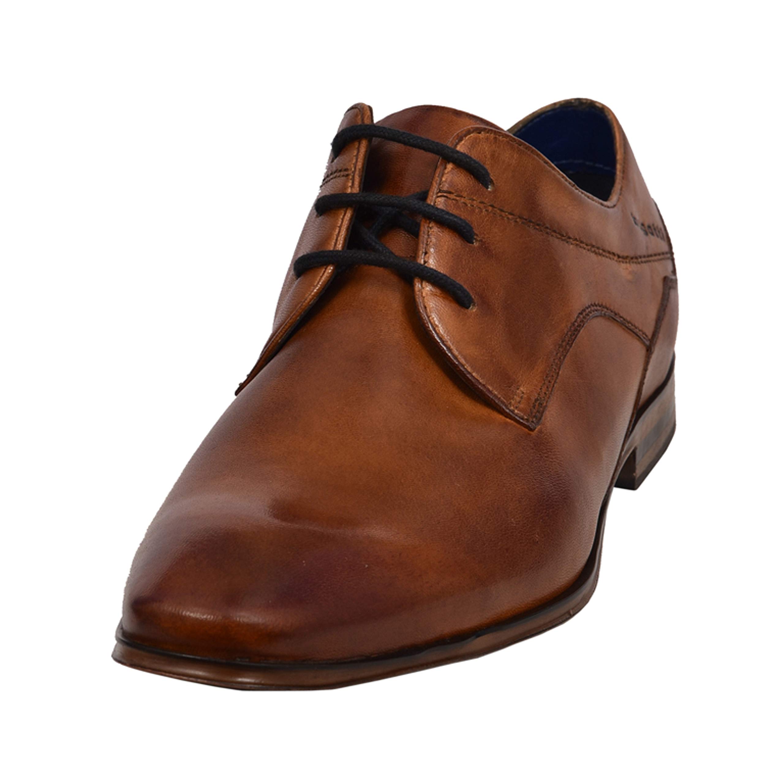 bugatti Herren Business Halbschuh aus Hochwertigem Leder, Derby mit Eleganter Liniengestaltung, Cognac, 40 EU