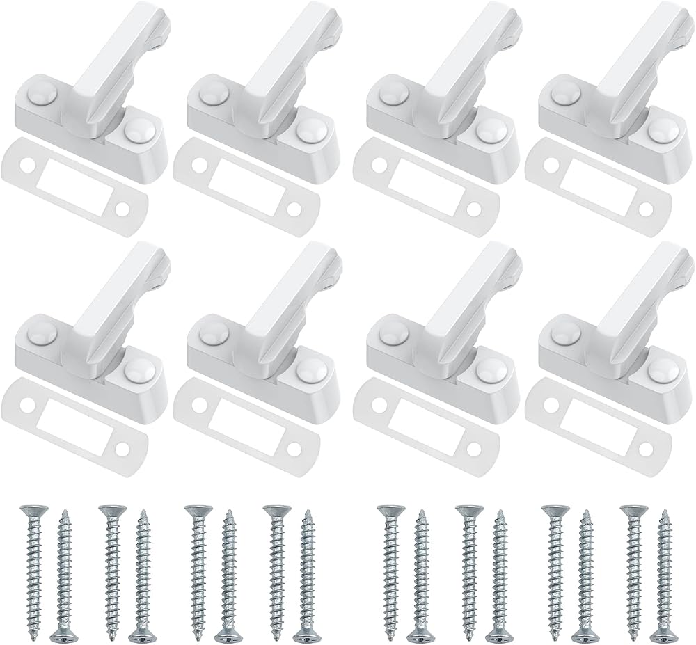 Neoteck White Sash Jammers 8pc Zinc Cast Alloy UPVC/PVC Door Window Locks