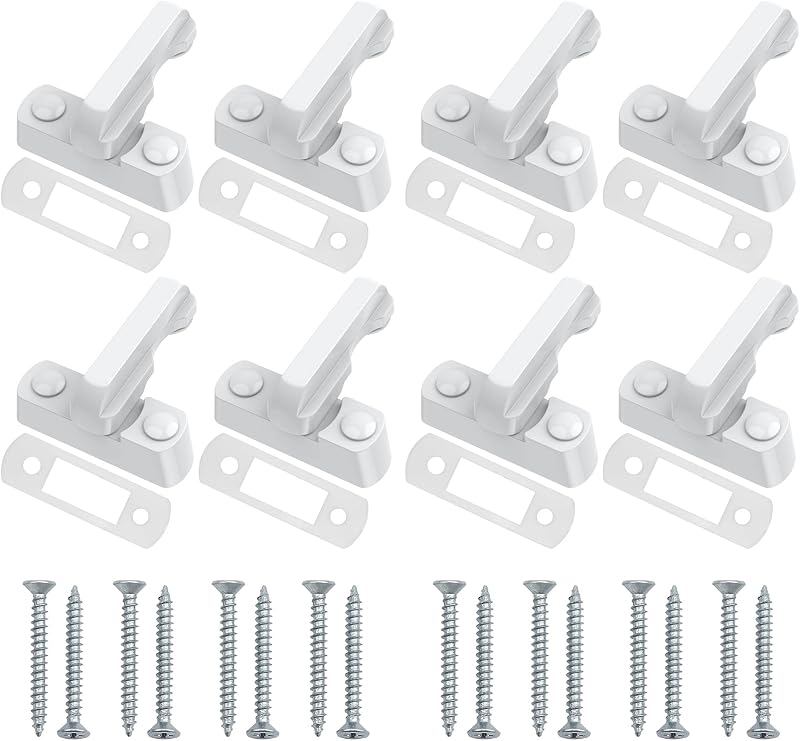 Neoteck White Sash Jammers 8pc Zinc Cast Alloy UPVC/PVC Door Window Locks