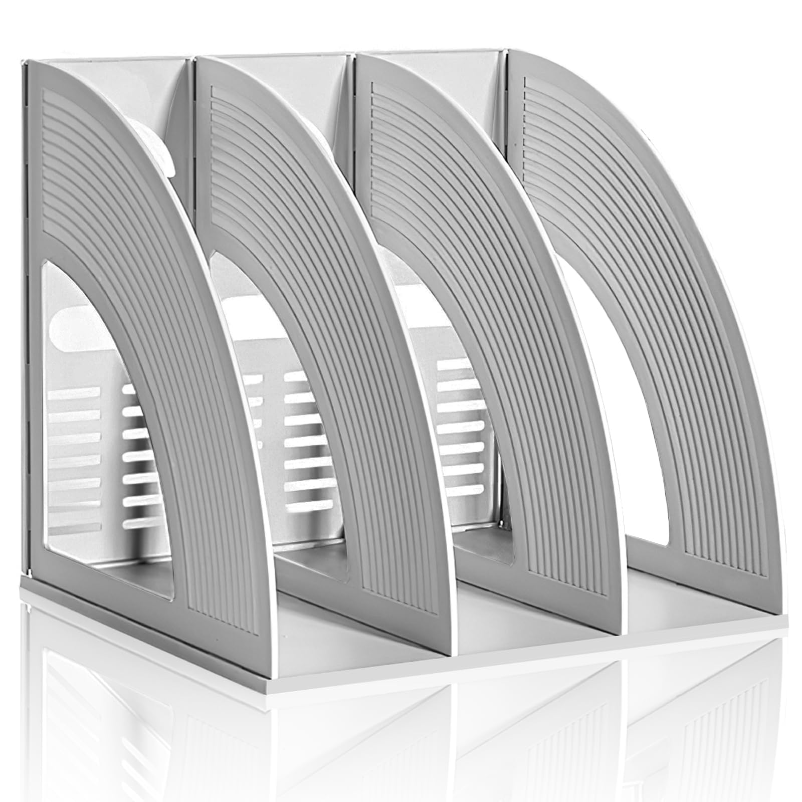 KXF Arched File Organiser Desktop Organizer 3 Compartments for A4 Documents Magazine Holder Office Desk Storage Kitchen Organiser Plastic Bookshelf File Rack Dividers Frame Cabinet For Home School