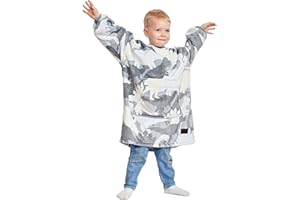 Catalonia Oversized Blanket Hoodie for Kids, Wearable Fleece Sweatshirt Pullover with Large Front Pocket, 4-12 Years Boy Girl