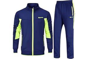 BGOWATU Men's Tracksuits 2 Piece Running Jackets Athletic Pants Sports Suit with Zipper Pockets
