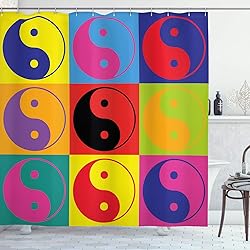Ambesonne Ying Yang Shower Curtain, Pop Art Design