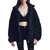 ECOWISH Women Jacket Winter Coat - 2025 Fur Fleece Long Sleeve Sherpa Faux Fuzzy Fall Teddy Fluffy Zip Lapel Outfits