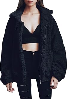 Coat Casual Lapel Fleece Fuzzy 