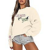 Musical Movie Sweatshirt for Women: Changed for Good Embroidered Long Sleeve Crewneck Loose Witches Pullover Top