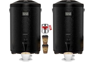 XVEZUA Insulated Beverage Dispenser 3.2 Gallon - Thermal Hot Beverage Dispenser for Parties, Hot Drink Dispenser with Spigot for Hot Water Coffee Tea Milk Cocoa, Black, 2 PACK, Non-Electric,N3