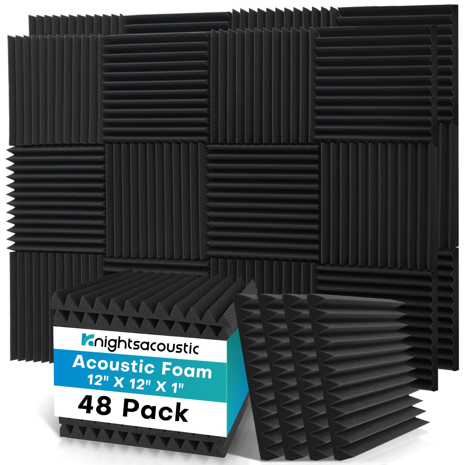 48 Pack Sound Proofing Panels, 2.5 X 30 X 30cm /1" X 12" X 12" Acoustic Wall Panels, Soundproofing Acoustic Foam Panels, High Density Soundproofing Acoustic Panels for Podcast Studio, Offices