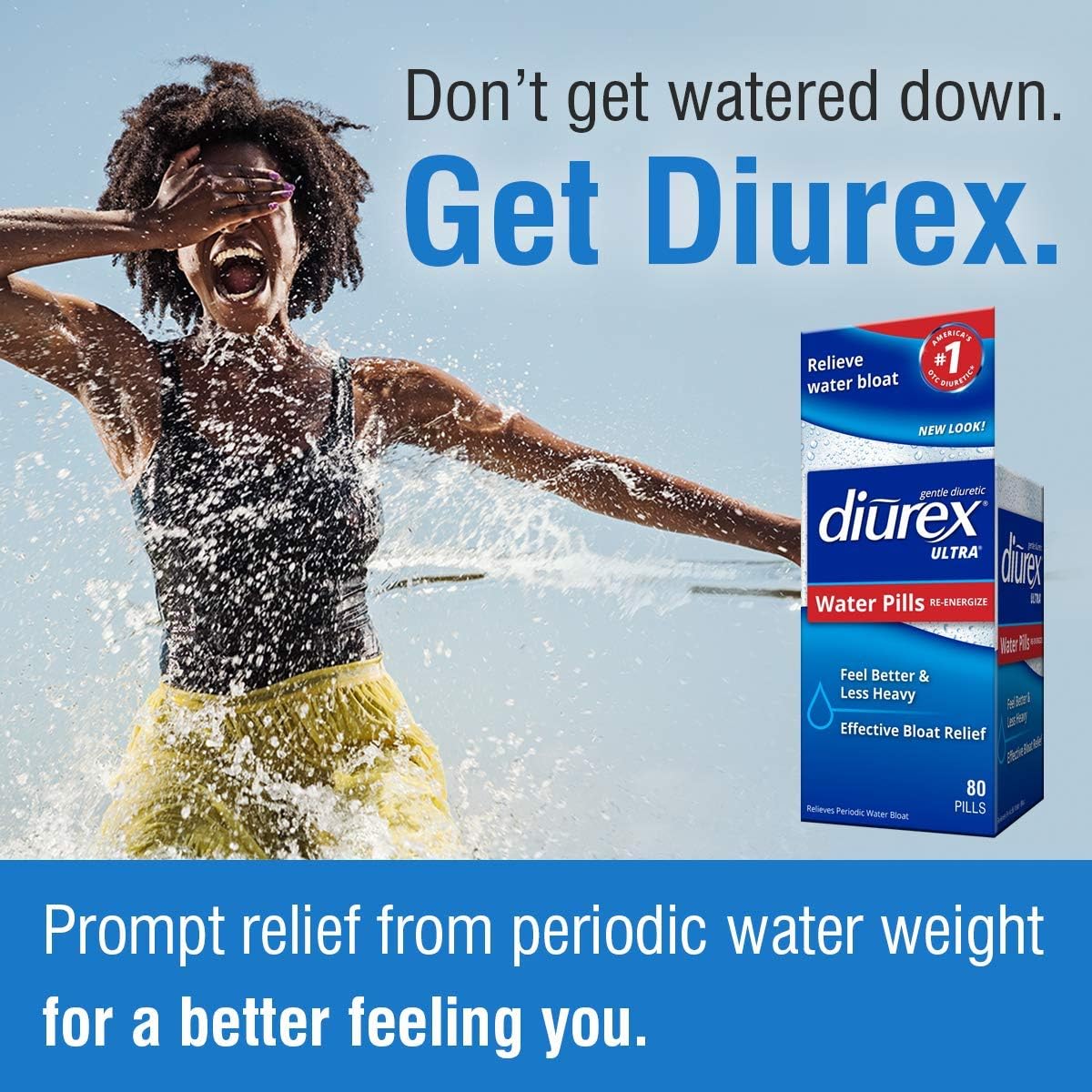 Diurex Ultra Re-Energizing Water Pills - Relieve Water Bloat - Feel Better & Less Heavy - 80 Count: Health & Personal Care