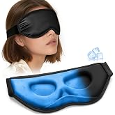 BeeVines 3D Contoured Cooling Eye Mask for Puffy Eyes Migraines Fast Relief | Ice Pack for Cold Compress, After Surgery Care, Headache, 6 OZ Gel Weighted Sleep Mask with Adjustable Band, 100% Blackout