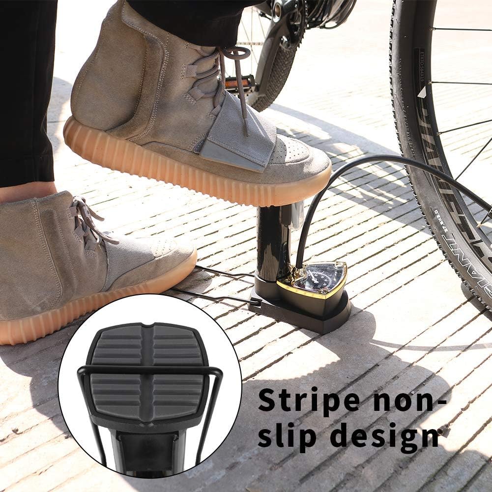 TOOLITIN Bicycle Pump with Gauge Portable Bike Pump Bike Floor Pump Compatible with Presta & Schrader Valve Hand and Foot Activated for Road Bike Mountain Bike Balls Balloons : Sports & Outdoors