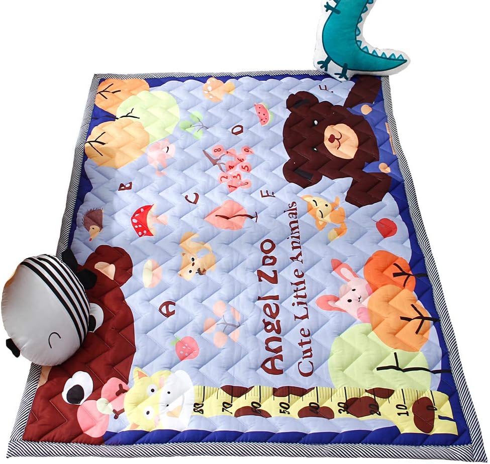 Nicebabe Play Mat for Baby Kids Toddler Children Bedroom Decor Living Room Rugs Soft & Thick Non-Slip Crawling Mat Foldable (Zoo)