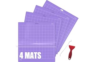 Lzerking Cutting Mat for Cricut 4 Pack Accessories and Supplies Strong Replacement Purple Cut Pads Cricket Cards for Cutting Machine Maker/Maker 3/Air/Air 2 with Scraper Pick Needle for DIY Project