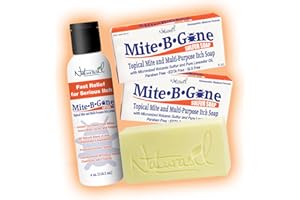 Naturasil Mite-B-Gone Mite Calming Itch Relief Pack | Fast 10x Calming Treatment Human Mites, Bites & Irritation | for Kid & Adults | 4oz Lotion + 2 Sulfur Soaps