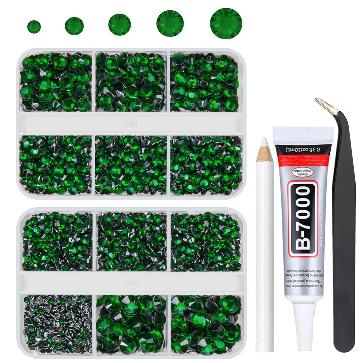 Photo 1 of qiipii Emerald Green Resin Crystal Rhinestones for Bedazzling Crafting 2mm 3mm 4mm 5mm 6mm Dark Green Flatback Stones Diamonds Crystals Gems Bling Charms for Nails Art Face Eyes Makeup Beauty Decor