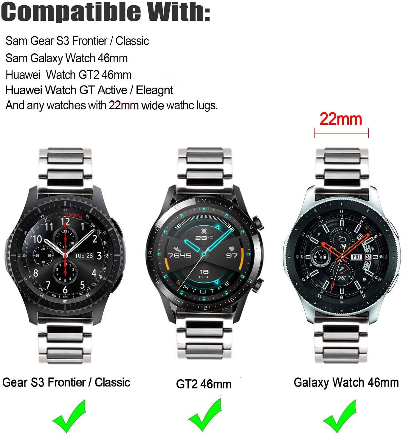 DEALELE Strap Compatible with Samsung Gear S3 Frontier/Classic/Galaxy Watch 46mm / Huawei GT2 46mm - Image 4