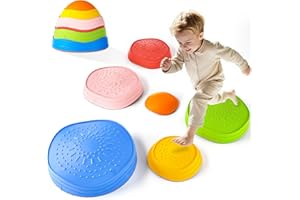 Oranmew Stepping Stones for Kids – Toddler Stepping Stones for Balance and Sensory Play, Non-Slip Indoor and Outdoor Balance Toys for Boys and Girls Age 3+, Stackable 6 Pcs Set