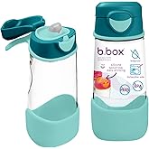 b.box 15oz Sport Spout Kids Water Bottle for School, Sports, Daycare - No-Straw Design for Easy Cleaning - Leakproof - Ergonomic Triangle Grip - Dishwasher Safe, BPA Free, PFAS Free - Emerald Forest