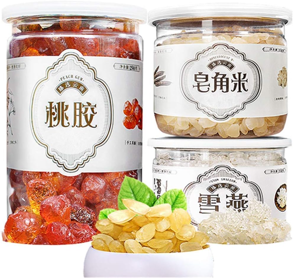 Yunnan Peach Gum(桃胶)250g/8.8oz Xueyan(雪燕)150g/5.3oz Gleditsia(皂角米)100g/3.5oz Independent Three Combination Set 【Total 500g/17.6oz】