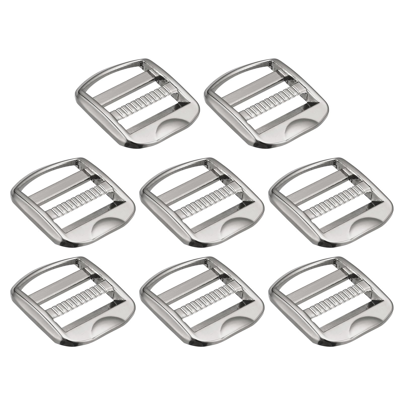 Uxcell Metal Ladder Buckle Slider Tri-Glider Metal Adjustable Buckles, 8pcs 25mm(1") Inner Width for Webbing Backpack Strap, Silver Gray