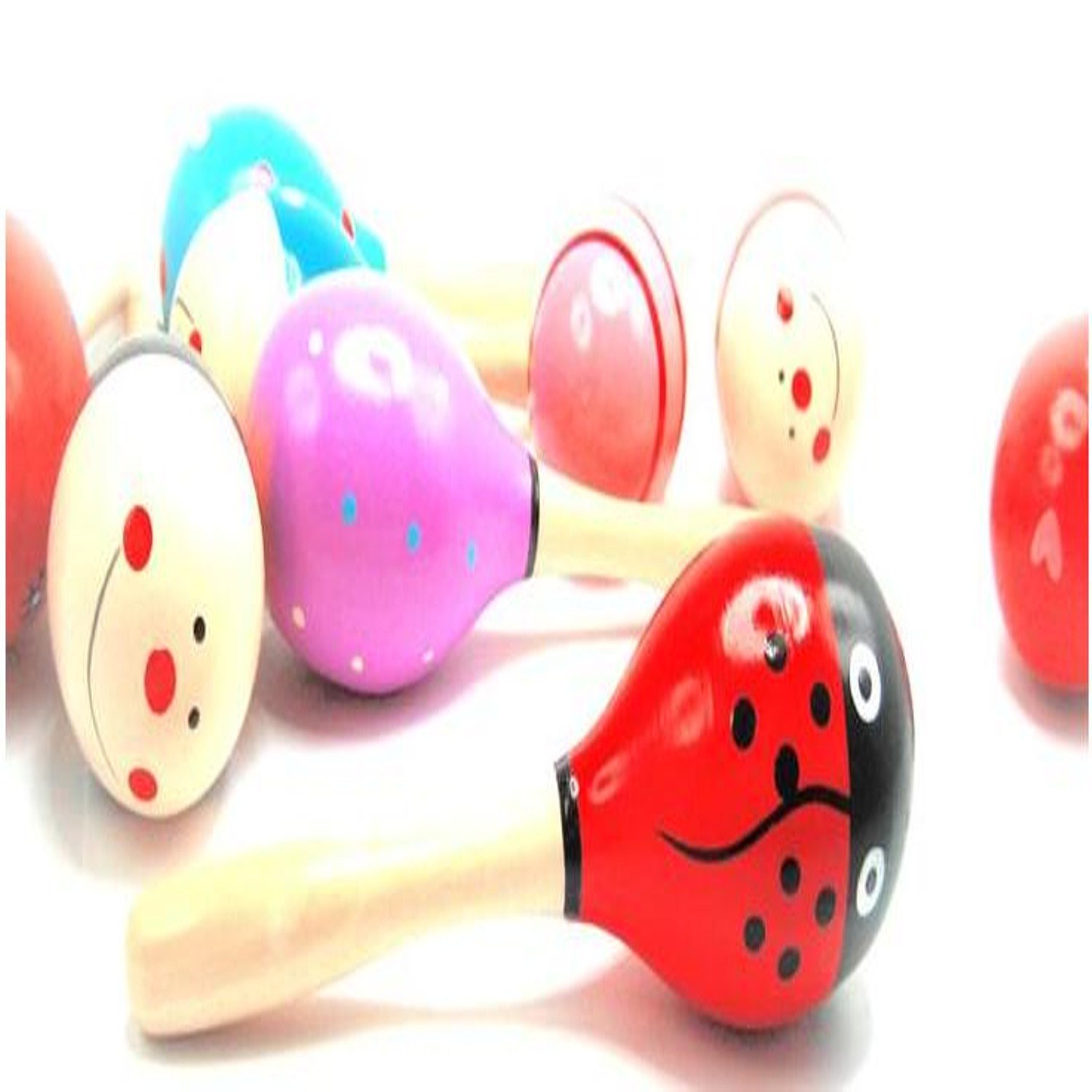 2 pcs Kids Wooden Ball Rattle Toy Sand Hammer Rattle Educational Learning Musical Instrument