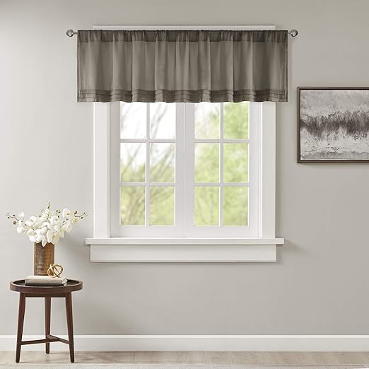Emily Solid Pleated Rod Pocket Valance , Classic Faux Silk Valances for Window