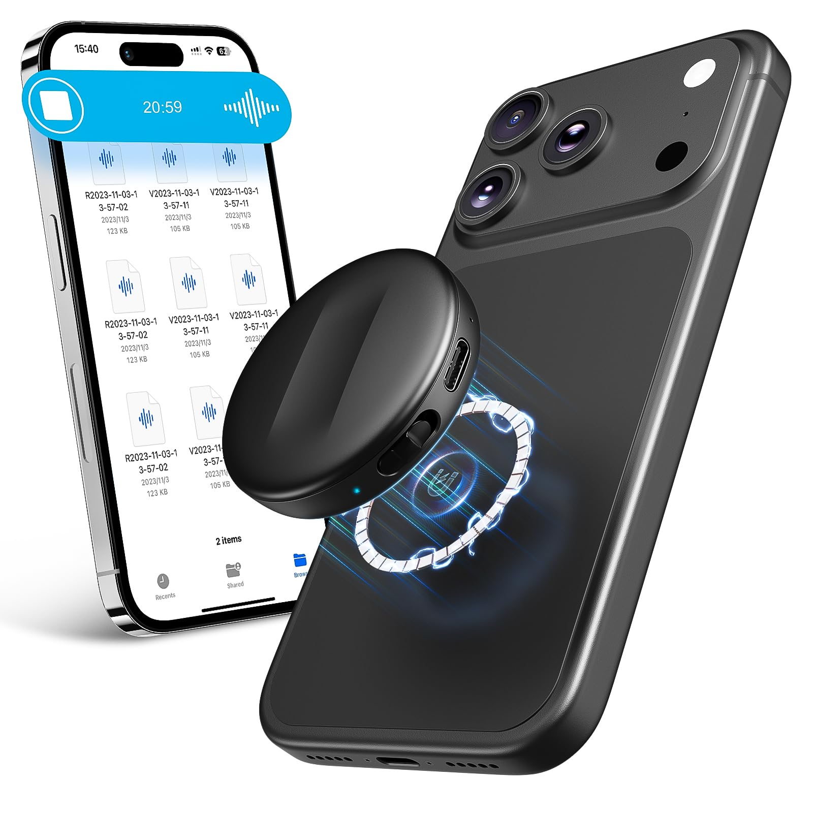 Photo 1 of 136GB Natesukii Magnetic Voice Activated Recorder - 9800Hrs Recording Device with Al-Intelligent Triple Noise Reduction Portable Dictaphone Digital Voice Recorder with Playback for Lecture Meeting