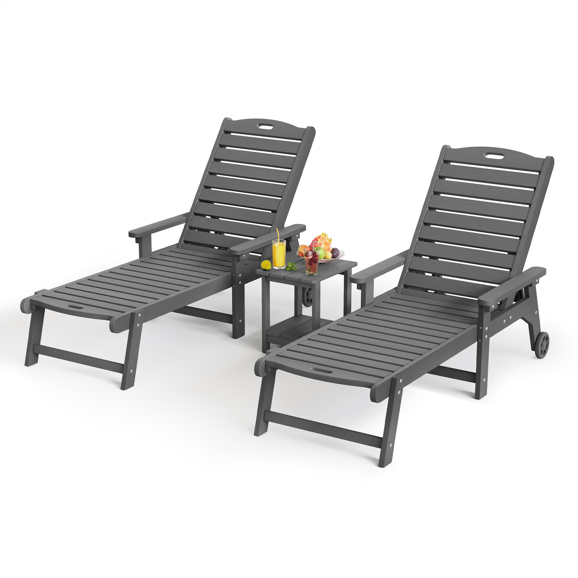 LUE BONA HDPS Chaise Lounge Chairs Set with