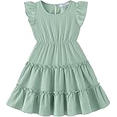 Arshiner Toddler Girls Dress Ruffle Sleeveless Tiered Swing Twirly Dresses Cute Summer Beach Sundress with Pocket for 1-6T