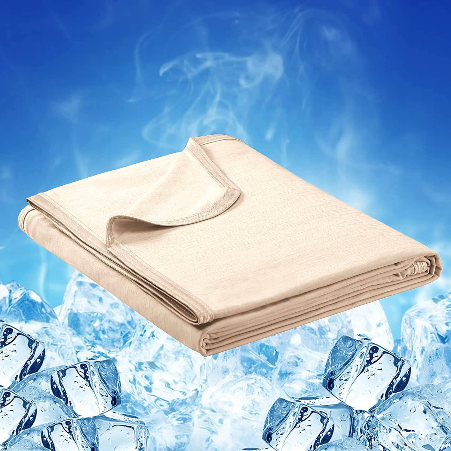 Photo 1 of Cooling Blanket Keep Cool in Hot Summer, 51 X 67in Twin or Baby Size Blanket for Adults,Children, Babies Japanese Q-Max >0.5 Technology Arc-Chill Cooling Fiber, Breathable Comfortable All-Season-Beige