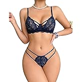 Avidlove Lingerie Sets for Women Sexy Lace Bra and Panty Set Wireless 2 Piece Lingerie Outfit