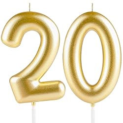 Hongplus Metallic Gold Number 20 Birthday Candle