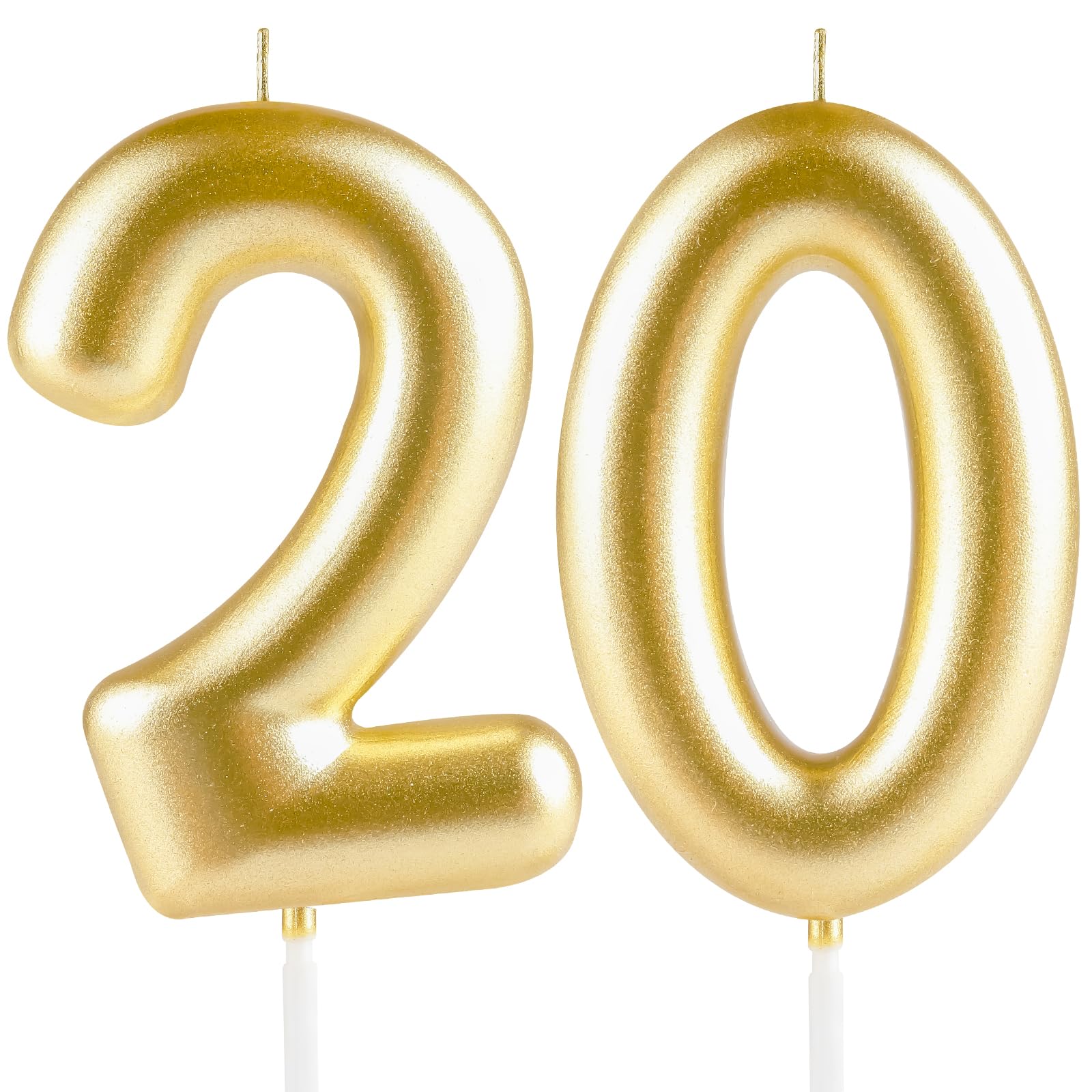 Hongplus Metallic Gold Number 20 Birthday Candle