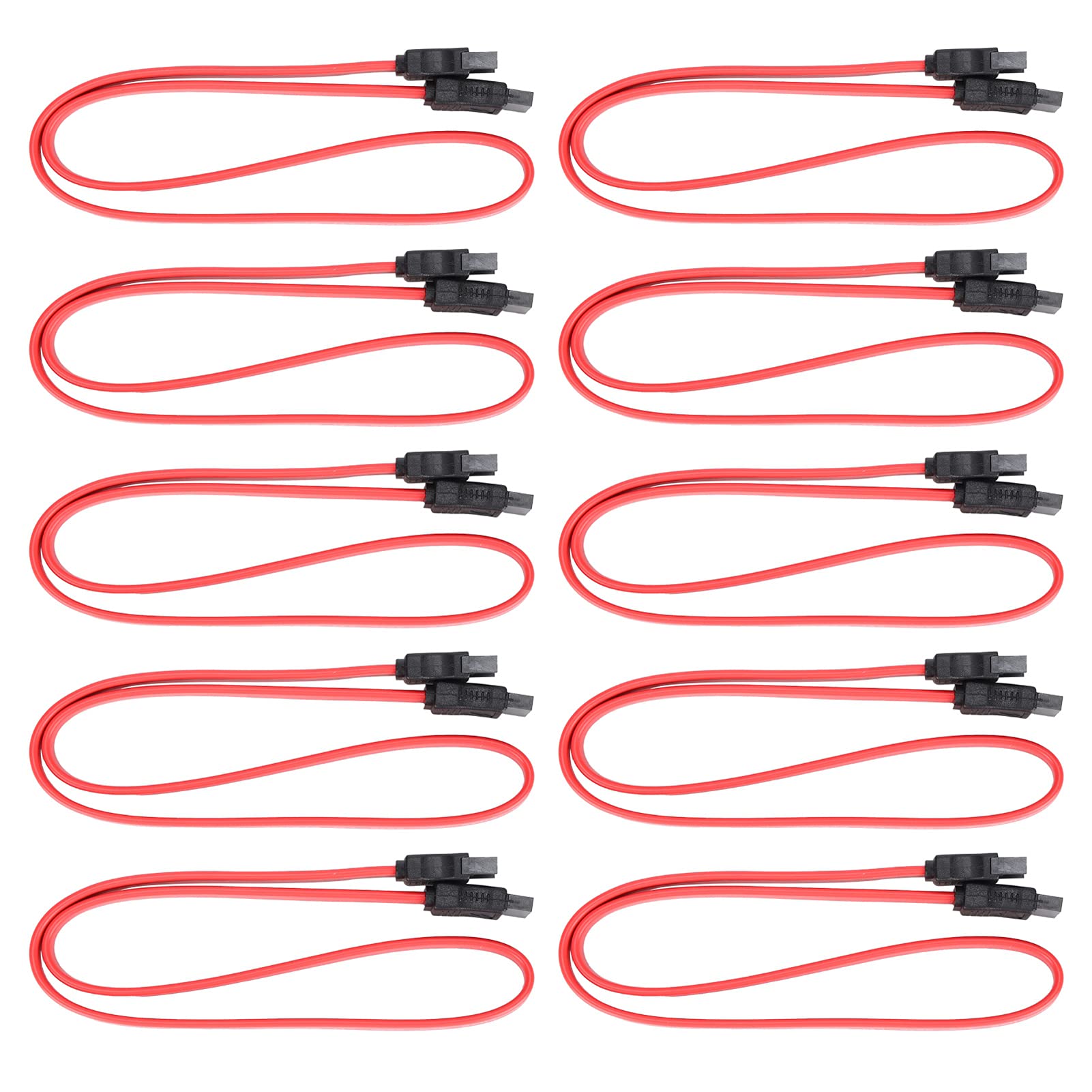 ASHATA 10pcs SATA Extension Cable, 50cm 7-pin internal SATA Male to SATA Female Extension cable, SSD Data Extension Cable for External Hard Disk Data Transmission(50cm)