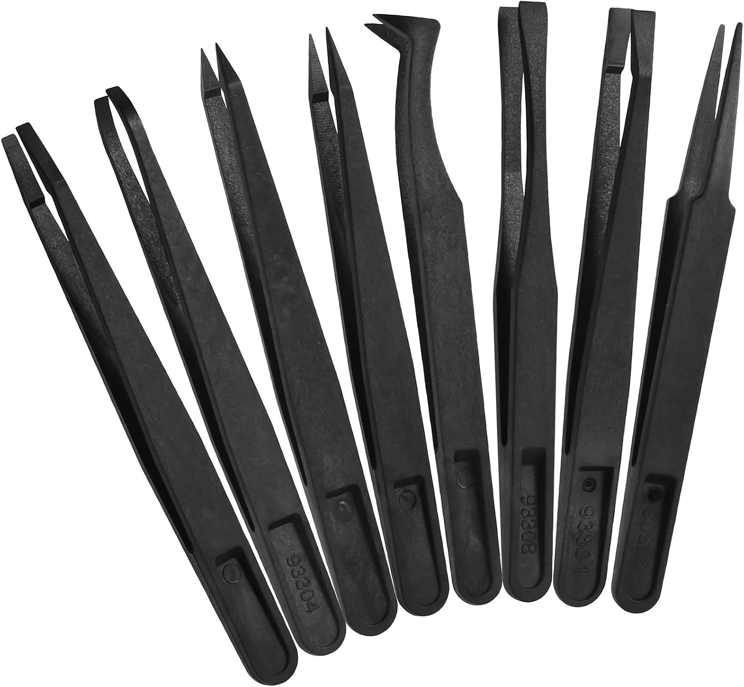 QINREN 8Pcs Anti-static Plastic Tweezers Set, Multifunctional Precision Tweezers Set, Slant Flat Tip - Image 3
