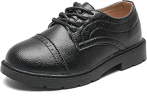 kkdom Boys Girls Classic Lace-Up School Uniform Comfort Oxfords Dress Shoes Loafer Flats (Toddler/Little Kid)